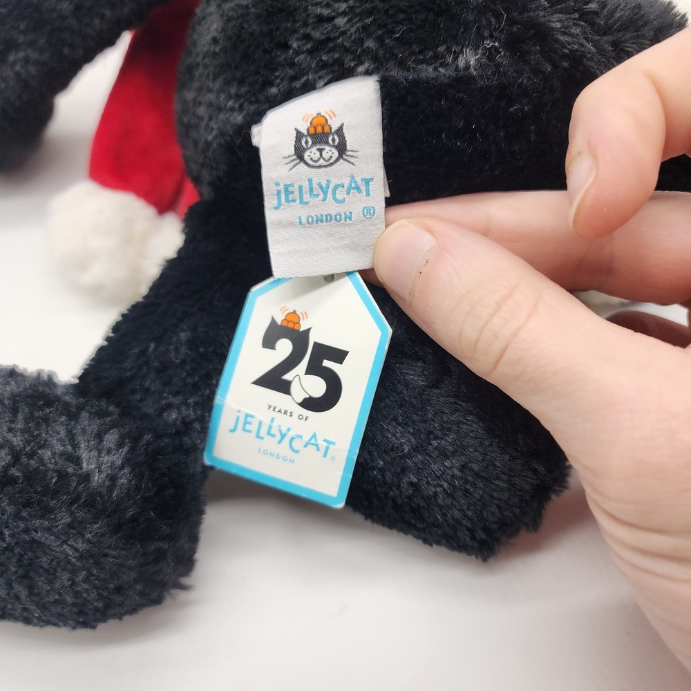 Jellycat Christmas Jellycat Jack Medium 12.6" Black Cat Santa Plush NWT - Picture 4 of 5